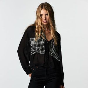 BRAND NEW ZARA CONTRASTING STRUCTURED BLOUSE SHIRT TOP